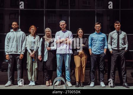 A diverse and confident group of young businessmen poses together, radiating success, ambition, and unity, capturing the essence Stock Photo