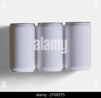 Soda can white color or solid color and realistic texture rendering 3D software illustration Stock Photo