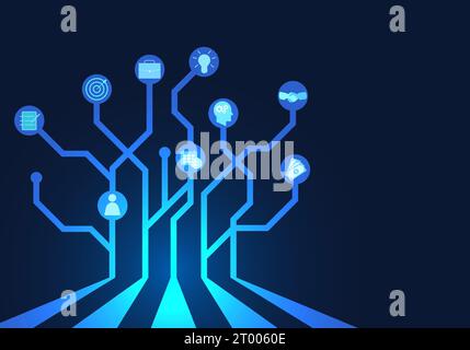 Modern business operations prefer to use technology to help with operations in order to reduce costs and time to increase the efficiency of the work f Stock Vector