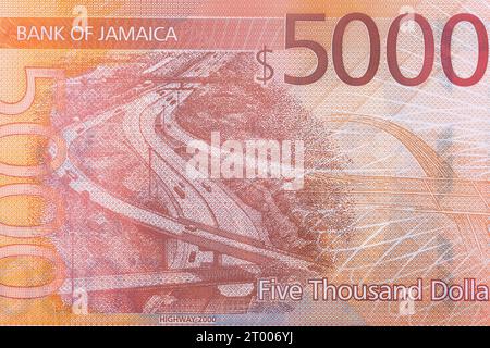 Highway 2000 from Jamaican money - dollar Stock Photo