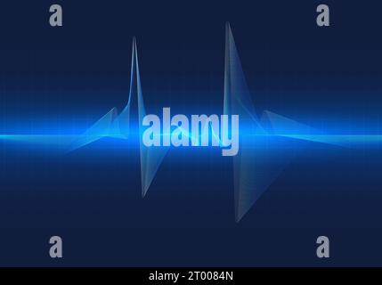 Abstract background technology showing heart rate graph It's a graph showing the rhythm of your heart pumping. dark blue background with grid Stock Vector