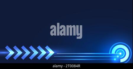 Background technology There are arrows and circles of technology elements. needle blue background and have light lines to add modernity and dimension Stock Vector