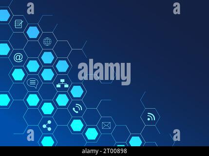 Hexagonal technology background which implies connecting technology as a smart technology that helps businesses run smoothly and grow at a faster spee Stock Vector