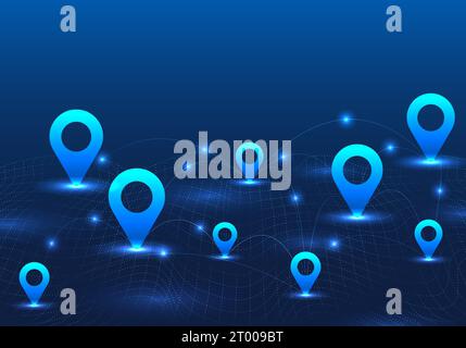 Smart technology that can open a map of the world. Find an address anywhere through the satellite system on the network Internet and share the current Stock Vector