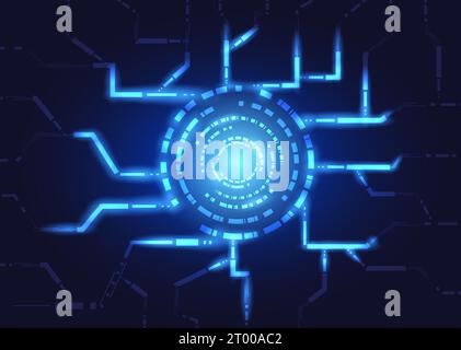 abstract background circle technology glowing center as a network connection for distributing data to different places Stock Vector