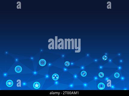 Network that distributes data through smart technology. To do business conveniently. or searching for information on the internet world answering emai Stock Vector