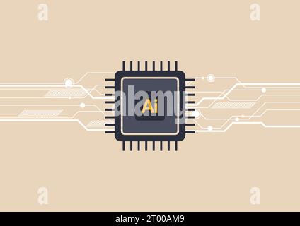 AI chip cpu icon design. AI processor icon. AI artificial intelligence chip. AI processor icon logo design. Artificial Intelligence. Vector illustrati Stock Vector