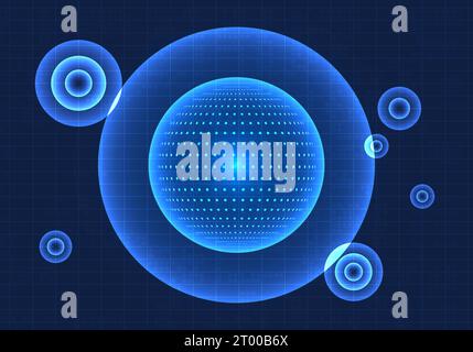 Technology circle is placed in the middle and side areas. Represents a central technology that extends to every corner of the world. To create new tec Stock Vector