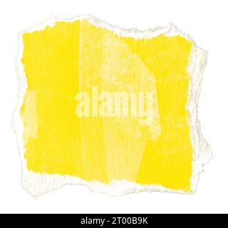 Ripped yellow paper note message isolated on white background Stock ...
