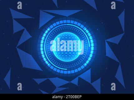 Technology circle and the side area of geometric shapes are arranged next to each other. Represents the technology at the center of the cyber world. t Stock Vector