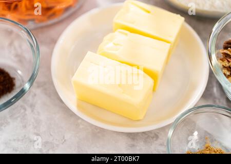 Carrot bundt cake with cream cheese frosting Stock Photo