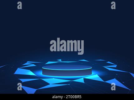 Podium is located in the center, on the sides of which geometric shapes are placed next to each other. A podium that focuses on products that look mod Stock Vector
