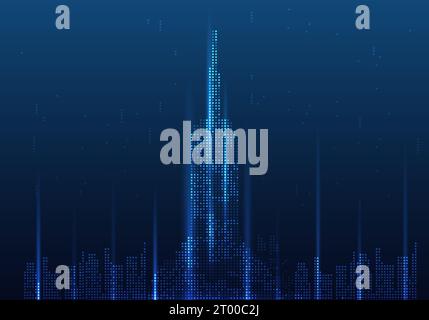 Abstract background of tall buildings in the city as a center of the people Internet system and many technologies that make progress Buildings and cit Stock Vector
