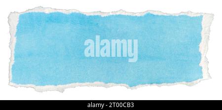 Ripped blue paper note message template isolated on white background Stock Photo