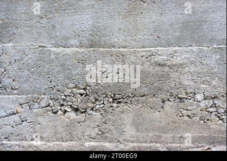 Concrete Wall. Texture with Formwork Marks, Potholes and Indentations Stock Photo