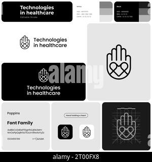 Technologies in healthcare monochrome template with logo Stock Vector