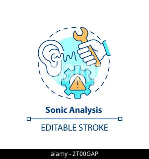 2D colorful thin linear icon sonic analysis concept Stock Vector