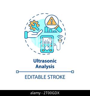 2D colorful thin linear icon ultrasonic analysis concept Stock Vector
