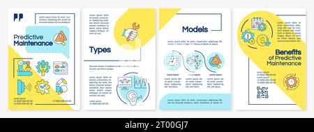 2D brochure with predictive maintenance thin line icons concept Stock Vector