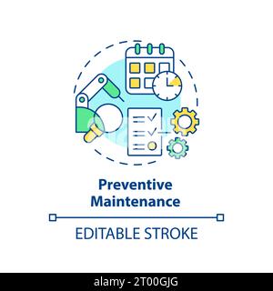 2D colorful thin linear icon preventive maintenance concept Stock Vector