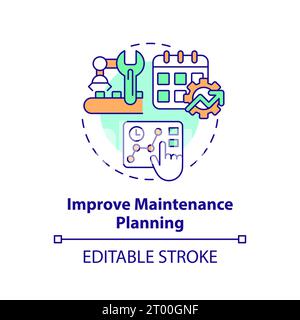 2D thin linear icon improve maintenance planning concept Stock Vector