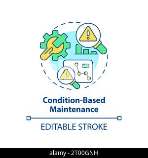 2D thin linear icon condition based maintenance concept Stock Vector
