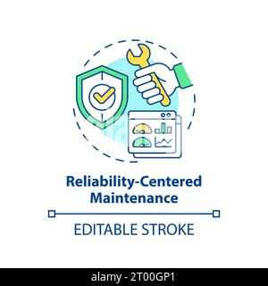 2D thin linear icon reliability centered maintenance concept Stock Vector