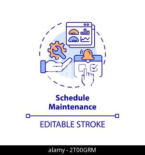 2D colorful thin linear icon schedule maintenance concept Stock Vector