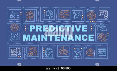 2D predictive maintenance text with thin linear icons Stock Vector