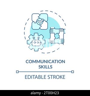 2D blue thin linear icon communication skills concept Stock Vector