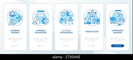 Walkthrough AI engineer with blue icons Stock Vector