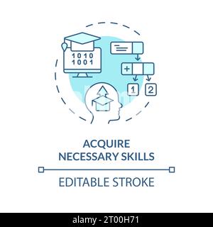 2D thin line acquire necessary skills icon concept Stock Vector