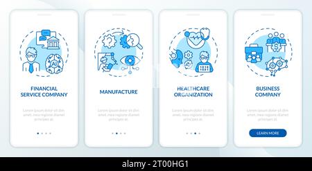 Walkthrough AI engineer with blue icons concept Stock Vector