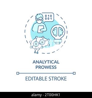 2D blue thin linear icon analytical prowess concept Stock Vector