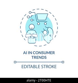 2D blue thin linear icon AI in consumer trends concept Stock Vector
