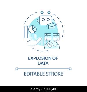 2D blue thin linear icon explosion of data concept Stock Vector
