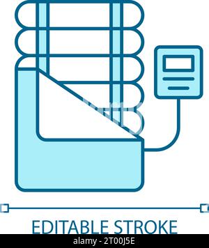 2D customizable thin line blue massage bed icon Stock Vector