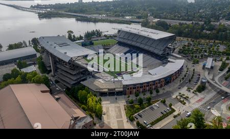 Aerial View Of Husky Stadium On The Campus Of The University Of Washington Stock Photo