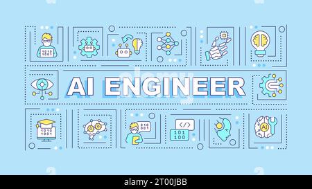 AI engineer text with colorful thin line icons Stock Vector
