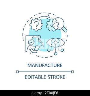 2D blue thin linear icon manufacture concept Stock Vector