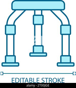 2D customizable thin line blue shower stool icon Stock Vector