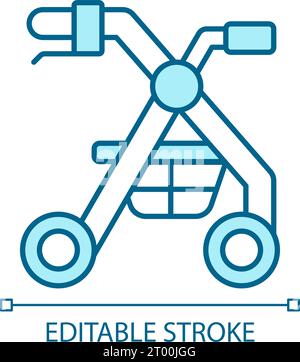 2D customizable thin line blue rollator icon Stock Vector