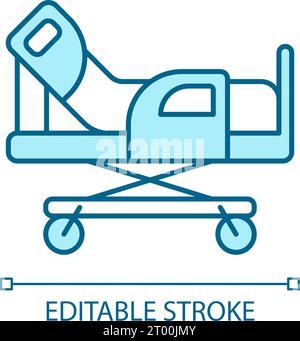 2D customizable thin line blue gurney icon Stock Vector