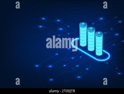 Battery technology, Vector illustration Battery connected to a circuit board. Technology represents a battery as an electrical storage device discharg Stock Vector