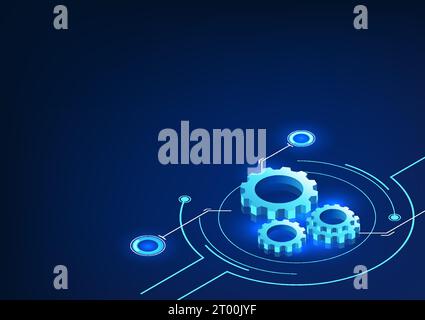 Gear technology gears stacked on technology circle It conveys the development of technology that helps the well-being of people and the world's econom Stock Vector