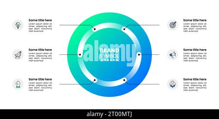 Infographic template with icons and 6 options or steps. Can be used for workflow layout, diagram, banner, webdesign. Vector illustration Stock Vector