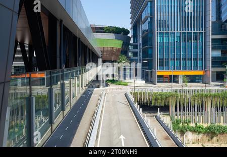 Modern office motel business district, high-rise building with glass curtain wall, finance and economic background concept. Stock Photo