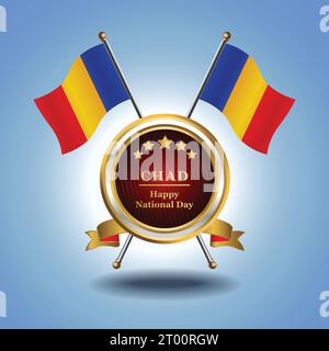 Small National flag of   on Circle With garadasi blue background Stock Vector