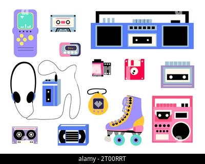 Classic 90s and 80s gadgets vector set Stock Vector