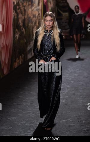 Paris, France. 01st Oct, 2023. Gigi Hadid walks the runway during the Chanel  Womenswear Spring/Summer 2024 show as part of Paris Fashion Week in Paris,  France on October 01, 2023. Photo by